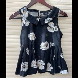 Anthropologie 🌼 Deletta Floral Collar Top Peplum